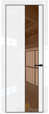 Дверь Profil Doors 19LE цвет Белый люкс кромка Черный матовый RAL9005 стекло Зеркало Bronza