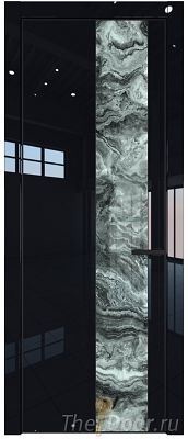 Дверь Profil Doors 19LE цвет Черный люкс кромка Черный матовый RAL9005 стекло Атриум серебро