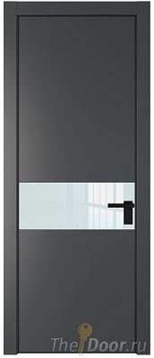 Дверь Profil Doors 17PE цвет Графит (Pantone 425С) кромка Черный матовый RAL9005 стекло Lacobel Белый лак