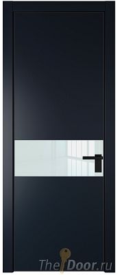 Дверь Profil Doors 17PE цвет Нэви Блу (RAL 7016) кромка Черный матовый RAL9005 стекло Lacobel Белый лак