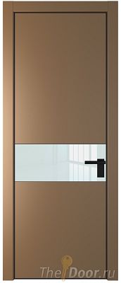 Дверь Profil Doors 17PE цвет Перламутр золото кромка Черный матовый RAL9005 стекло Lacobel Белый лак