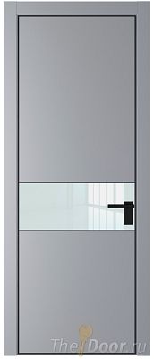 Дверь Profil Doors 17PE цвет Смоки (RAL 870-02) кромка Черный матовый RAL9005 стекло Lacobel Белый лак