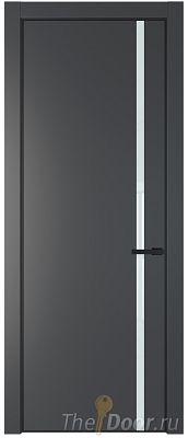 Дверь Profil Doors 21PE цвет Графит (Pantone 425С) кромка Черный матовый RAL9005 стекло Lacobel Белый лак