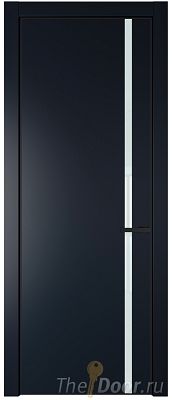 Дверь Profil Doors 21PE цвет Нэви Блу (RAL 7016) кромка Черный матовый RAL9005 стекло Lacobel Белый лак