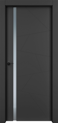 Дверь Офрам Берген цвет Черная эмаль (RAL9005) стекло Белый Триплекс