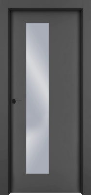 Дверь Офрам Гладкая 1001S цвет Черная эмаль (RAL9005) Остекление на выбор