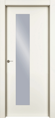 Дверь Офрам Гладкая 1001S цвет Кремовая эмаль Остекление на выбор