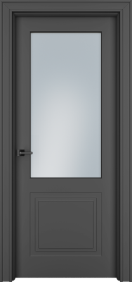 Дверь Офрам Паспарту 2S цвет Черная эмаль (RAL9005) Остекление на выбор