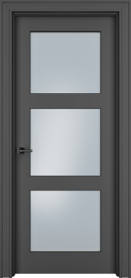 Дверь Офрам Паспарту 33S цвет Черная эмаль (RAL9005) Остекление на выбор