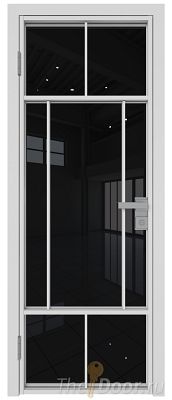 Дверь Profil Doors 10AG стекло Черный Триплекс цвет профиля Белый матовый RAL9003