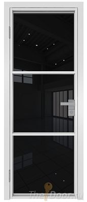 Дверь Profil Doors 13AG стекло Черный Триплекс цвет профиля Белый матовый RAL9003