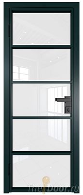 Дверь Profil Doors 14AG стекло Белый Триплекс цвет профиля Зеленый матовый RAL6004