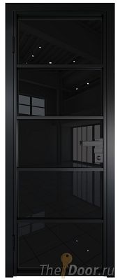 Дверь Profil Doors 14AG стекло Черный Триплекс цвет профиля Черный матовый RAL9005