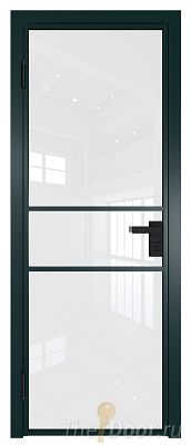 Дверь Profil Doors 2AG стекло Белый Триплекс цвет профиля Зеленый матовый RAL6004