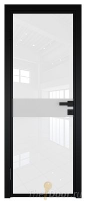 Дверь Profil Doors 6AG Цвет профиля Черный матовый RAL9005 стекло Белый триплекс вставка Белый матовый