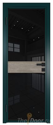 Дверь Profil Doors 6AG стекло Черный Триплекс цвет профиля Зеленый матовый RAL6004 вставка Каштан Темный Дверь Profil Doors 6AG стекло Черный Триплекс цвет профиля Зеленый матовый RAL6004 вставка Каштан Темный