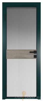Дверь Profil Doors 6AG стекло Матовое цвет профиля Зеленый матовый RAL6004 вставка Каштан Темный