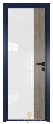 Дверь Profil Doors 7AG стекло Белый Триплекс цвет профиля Cиний матовый RAL5003 вставка Каштан Темный Дверь Profil Doors 7AG стекло Белый Триплекс цвет профиля Cиний матовый RAL5003 вставка Каштан Темный