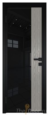 Дверь Profil Doors 7AG Цвет профиля Черный матовый RAL9005 стекло Черный триплекс вставка Дуб SKY Denim