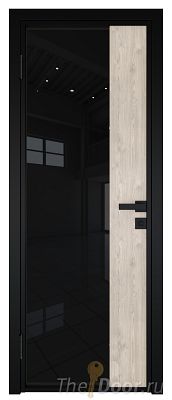 Дверь Profil Doors 7AG Цвет профиля Черный матовый RAL9005 стекло Черный триплекс вставка Каштан светлый