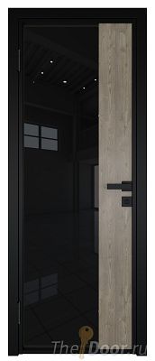 Дверь Profil Doors 7AG Цвет профиля Черный матовый RAL9005 стекло Черный триплекс вставка Каштан темный