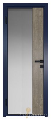 Дверь Profil Doors 7AG стекло Матовое цвет профиля Cиний матовый RAL5003 вставка Каштан Темный