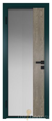 Дверь Profil Doors 7AG стекло Матовое цвет профиля Зеленый матовый RAL6004 вставка Каштан Темный