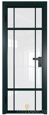 Дверь Profil Doors 8AG стекло Белый Триплекс цвет профиля Зеленый матовый RAL6004