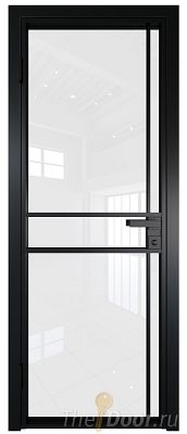 Дверь Profil Doors 9AG стекло Белый Триплекс цвет профиля Черный матовый RAL9005