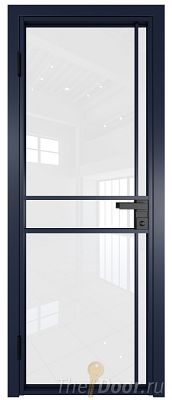 Дверь Profil Doors 9AG стекло Белый Триплекс цвет профиля Cиний матовый RAL5003