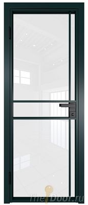 Дверь Profil Doors 9AG стекло Белый Триплекс цвет профиля Зеленый матовый RAL6004