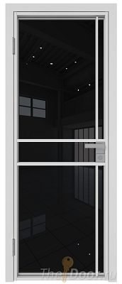 Дверь Profil Doors 9AG стекло Черный Триплекс цвет профиля Белый матовый RAL9003