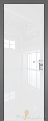 Дверь Profil Doors 1AGK стекло Lacobel Белый лак кромка Матовая алюминиевая
