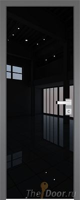 Дверь Profil Doors 1AGK стекло Lacobel Черный лак кромка Матовая алюминиевая