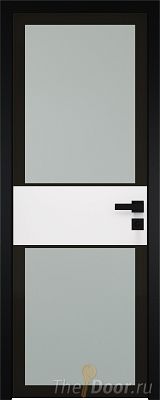 Дверь Profil Doors 5AGK вставка Белый матовый стекло Мателюкс черный прокрас кромка Black Edition