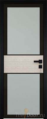 Дверь Profil Doors 5AGK вставка Дуб SKY Белёный стекло Мателюкс черный прокрас кромка Black Edition