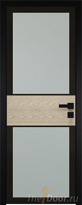 Дверь Profil Doors 5AGK вставка Дуб SKY Крем стекло Мателюкс черный прокрас кромка Black Edition