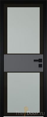 Дверь Profil Doors 5AGK вставка Серый матовый стекло Мателюкс черный прокрас кромка Black Edition