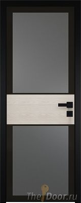 Дверь Profil Doors 5AGK вставка Дуб SKY Белёный стекло Планибель графит черный прокрас кромка Black Edition