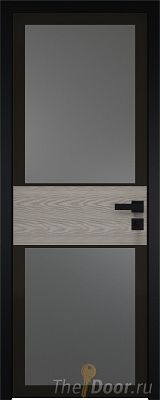 Дверь Profil Doors 5AGK вставка Дуб SKY Denim стекло Планибель графит черный прокрас кромка Black Edition