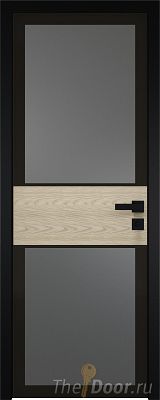 Дверь Profil Doors 5AGK вставка Дуб SKY Крем стекло Планибель графит черный прокрас кромка Black Edition