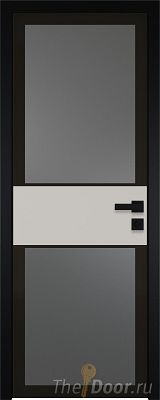 Дверь Profil Doors 5AGK вставка Галька матовый стекло Планибель графит черный прокрас кромка Black Edition