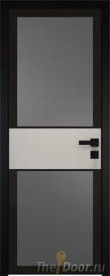 Дверь Profil Doors 5AGK вставка Магнолия Сатинат стекло Планибель графит черный прокрас кромка Black Edition
