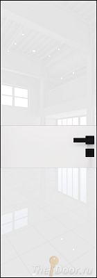Дверь Profil Doors 5AGK кромка BLACK EDITION с 4-х сторон стекло Lacobel Белый лак вставка Аляска