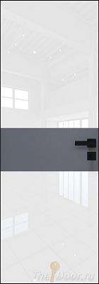 Дверь Profil Doors 5AGK кромка BLACK EDITION с 4-х сторон стекло Lacobel Белый лак вставка Антрацит