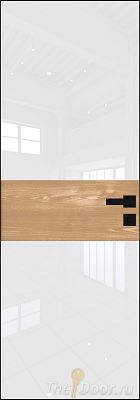 Дверь Profil Doors 5AGK кромка BLACK EDITION с 4-х сторон стекло Lacobel Белый лак вставка Каштан Натуральный