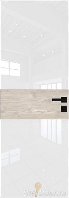 Дверь Profil Doors 5AGK кромка BLACK EDITION с 4-х сторон стекло Lacobel Белый лак вставка Каштан Светлый