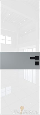 Дверь Profil Doors 5AGK кромка BLACK EDITION с 4-х сторон стекло Lacobel Белый лак вставка Кварц матовый