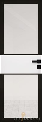 Дверь Profil Doors 5AGK кромка BLACK EDITION с 4-х сторон стекло Прозрачное черный прокрас вставка Аляска