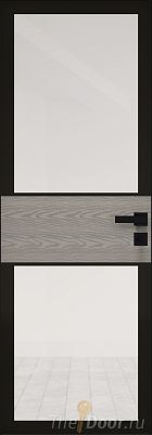 Дверь Profil Doors 5AGK кромка BLACK EDITION с 4-х сторон стекло Прозрачное черный прокрас вставка Дуб SKY Denim